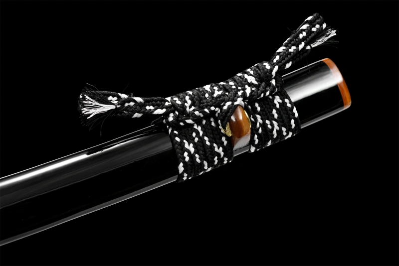 T8 High Carbon Steel  Clay Tempered With Hamon Real Black Katana Handmade Japanese Samurai Sword Full Tang