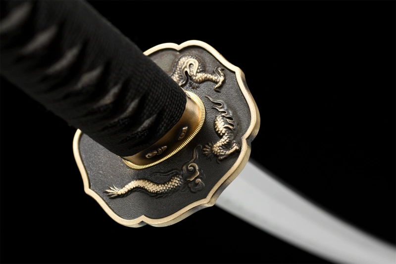 T8 High Carbon Steel  Clay Tempered With Hamon Real Black Katana Handmade Japanese Samurai Sword Full Tang