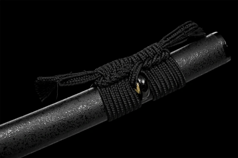 T8 High Carbon Steel  Clay Tempered With Hamon Real Black Katana Sword Handmade Japanese Samurai Sword Full Tang