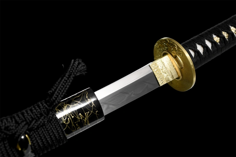 T10 Steel  Clay Tempered With Hamon Real Gold Wire Katana Sword Handmade Japanese Samurai Sword Full Tang