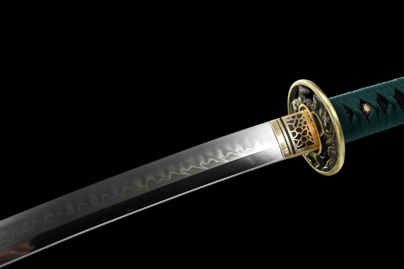 T10 Steel Clay Tempered With Hamon Real Green Katana Sword Handmade Japanese Samurai Sword Full Tang