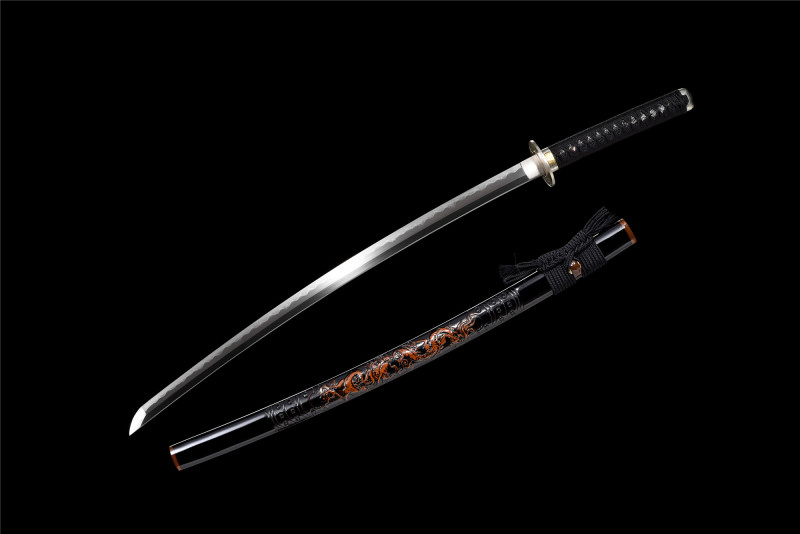 T10 High Carbon Steel  Clay Tempered With Hamon Real Carved Dragon Katana Handmade Japanese Samurai Sword Full Tang