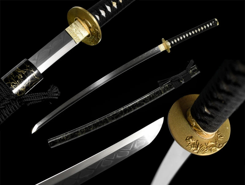 T10 Steel  Clay Tempered With Hamon Real Gold Wire Katana Sword Handmade Japanese Samurai Sword Full Tang