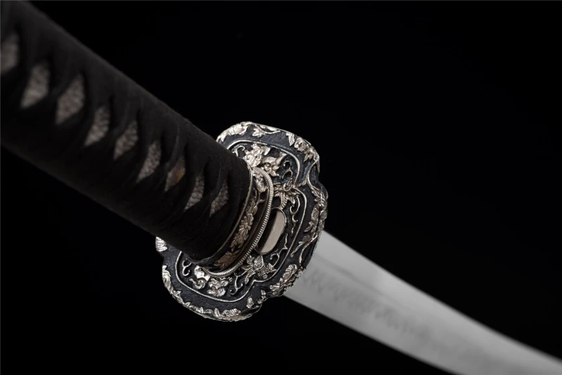 T10 High Carbon Steel  Clay Tempered With Hamon Real Black Katana Handmade Japanese Samurai Sword Full Tang