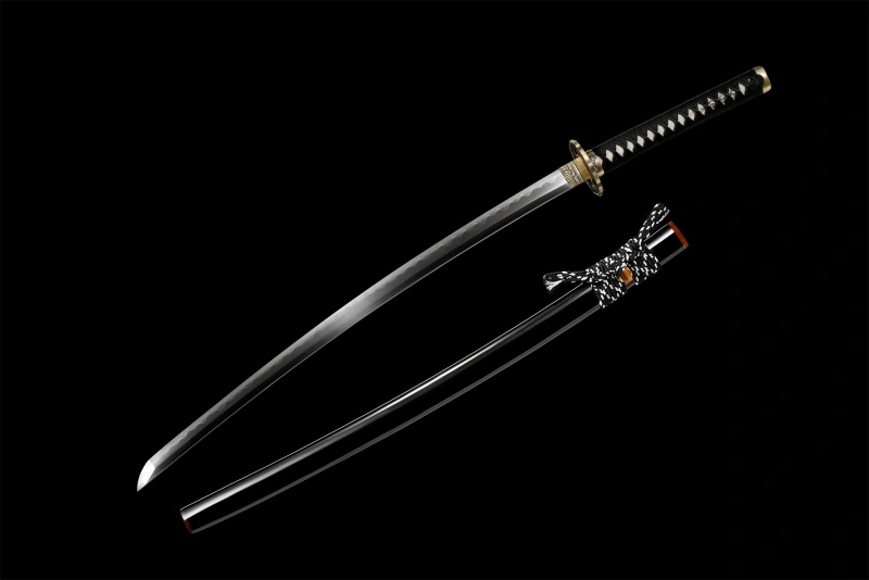 T8 High Carbon Steel  Clay Tempered With Hamon Real Black Katana Handmade Japanese Samurai Sword Full Tang