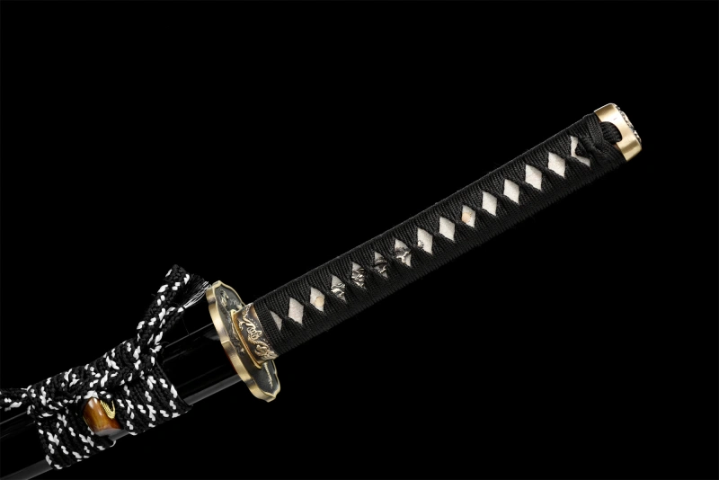 T8 High Carbon Steel  Clay Tempered With Hamon Real Black Katana Handmade Japanese Samurai Sword Full Tang