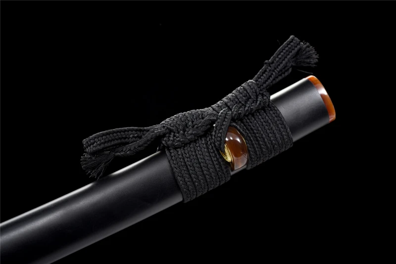 T10 High Carbon Steel  Clay Tempered With Hamon Real Black Katana Handmade Japanese Samurai Sword Full Tang