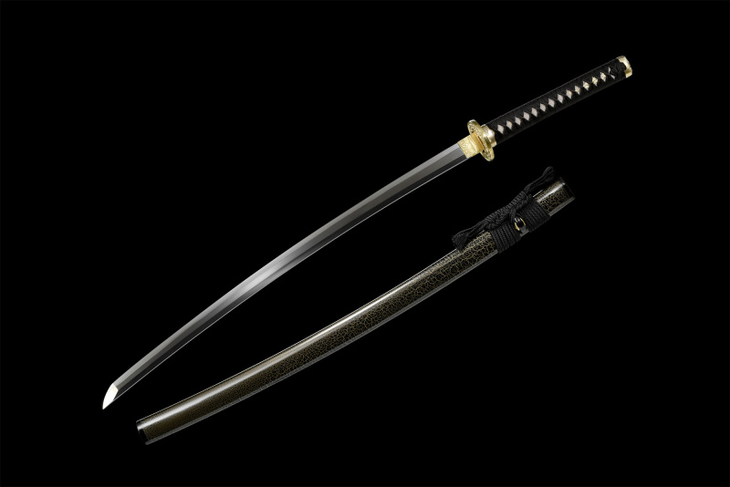 T8 High Carbon Steel Clay Tempered With Hamon Real Yellow Crack Katana Sword Handmade Japanese Samurai Sword Full Tang