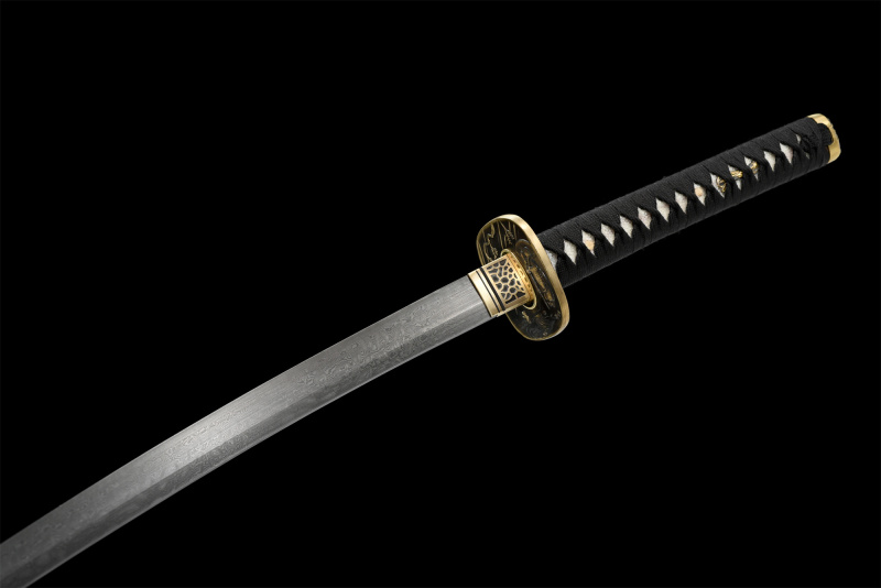 Damascus Steel Real Black Katana Sword Handmade Japanese Samurai Sword Full Tang