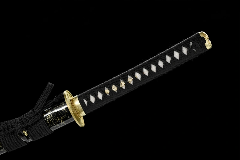 T10 Steel  Clay Tempered With Hamon Real Gold Wire Katana Sword Handmade Japanese Samurai Sword Full Tang