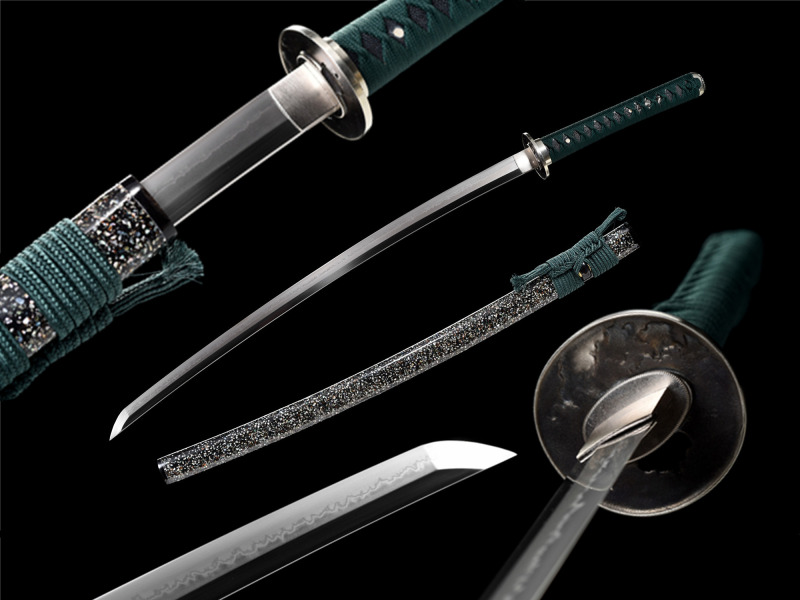 T10 High Carbon Steel  Clay Tempered With Real Hamon Hand Grinding Shell Inlaid Katana Handmade Japanese Samurai Sword Full Tang