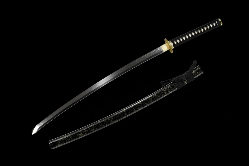 T10 Steel  Clay Tempered With Hamon Real Gold Wire Katana Sword Handmade Japanese Samurai Sword Full Tang