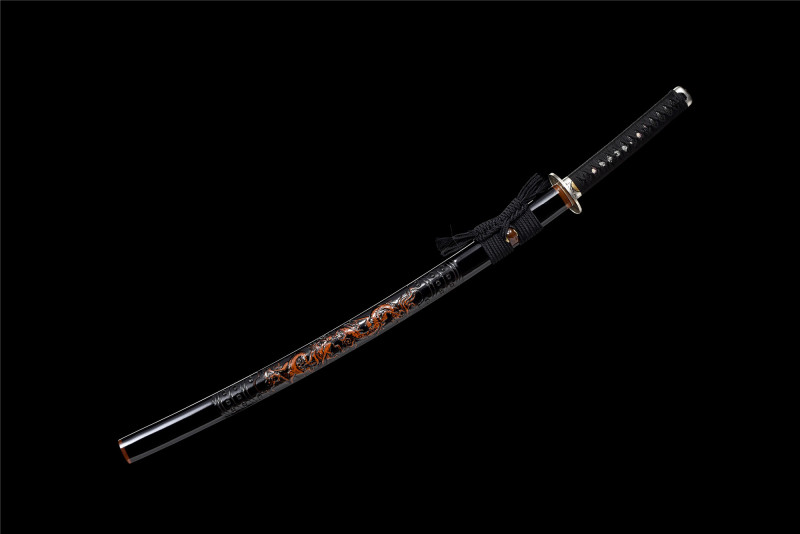 T10 High Carbon Steel  Clay Tempered With Hamon Real Carved Dragon Katana Handmade Japanese Samurai Sword Full Tang