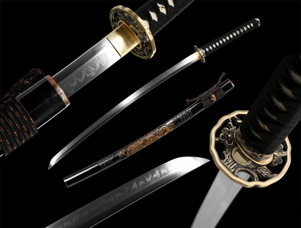 T10 High Carbon Steel  Clay Tempered With Hamon Real Red Dragon Katana Handmade Japanese Samurai Sword Full Tang