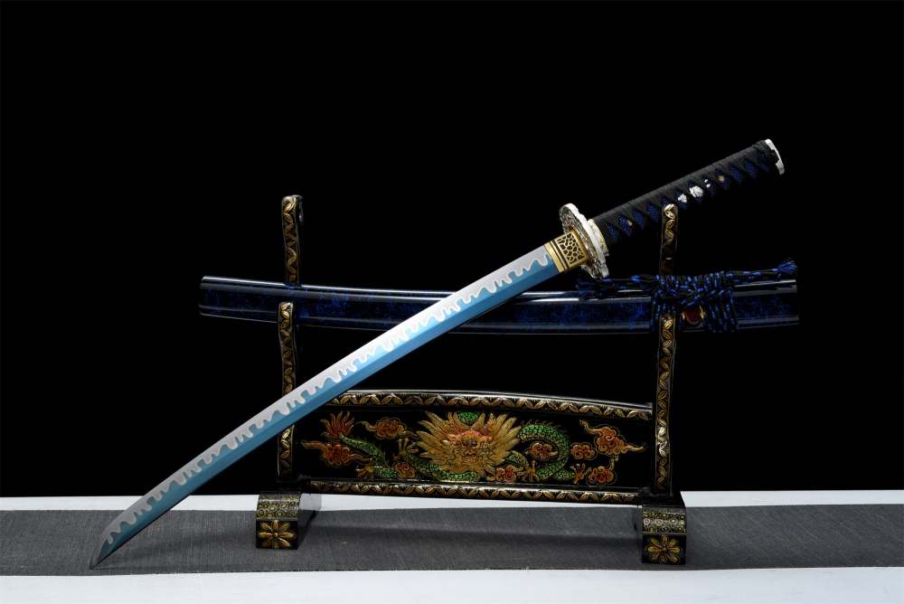 Yaomei Wakizashi Sword,Baked Blue Blade,Japanese Samurai Sword,Real Handmade Wakizashi,High manganese steel
