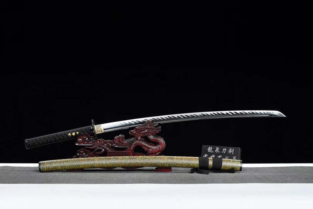 Cold flame samurai sword,Katana,High-carbon steel,Solid wood handmade Scabbard,Longquan sword
