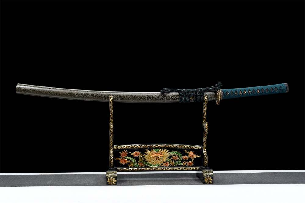 Golden Snake Katana,Japanese Samurai Sword,Real Handmade Katana,Damascus Steel,Roasted Gold Blade
