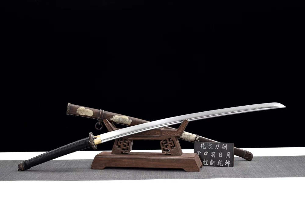 Recher Samurai Sword,Real Tachi,Handmade sword,Hand-carved copper scabbard,High manganese steel,Longquan sword