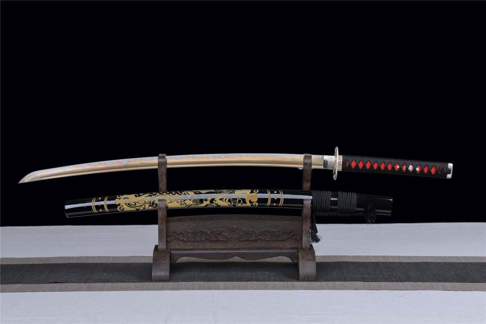 Golden Phoenix Katana,Baked Gold Series,Japanese Samurai Sword,Real Katana,Handmade sword,High performance manganese steel,Longquan sword