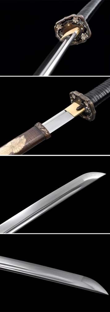 Recher Samurai Sword,Real Tachi,Handmade sword,Hand-carved copper scabbard,High manganese steel,Longquan sword