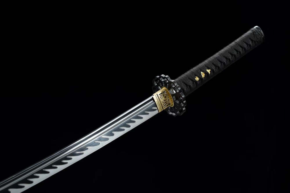 Cold flame samurai sword,Katana,High-carbon steel,Solid wood handmade Scabbard,Longquan sword
