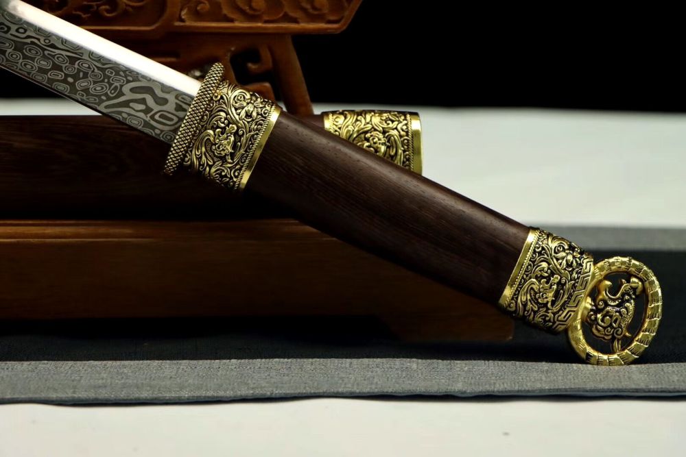 Ring-Beast Tang sword,Short knife,High manganese steel,Rosewood scabbard,Longquan sword