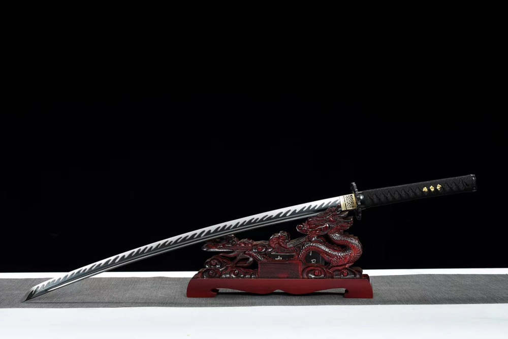 Cold flame samurai sword,Katana,High-carbon steel,Solid wood handmade Scabbard,Longquan sword
