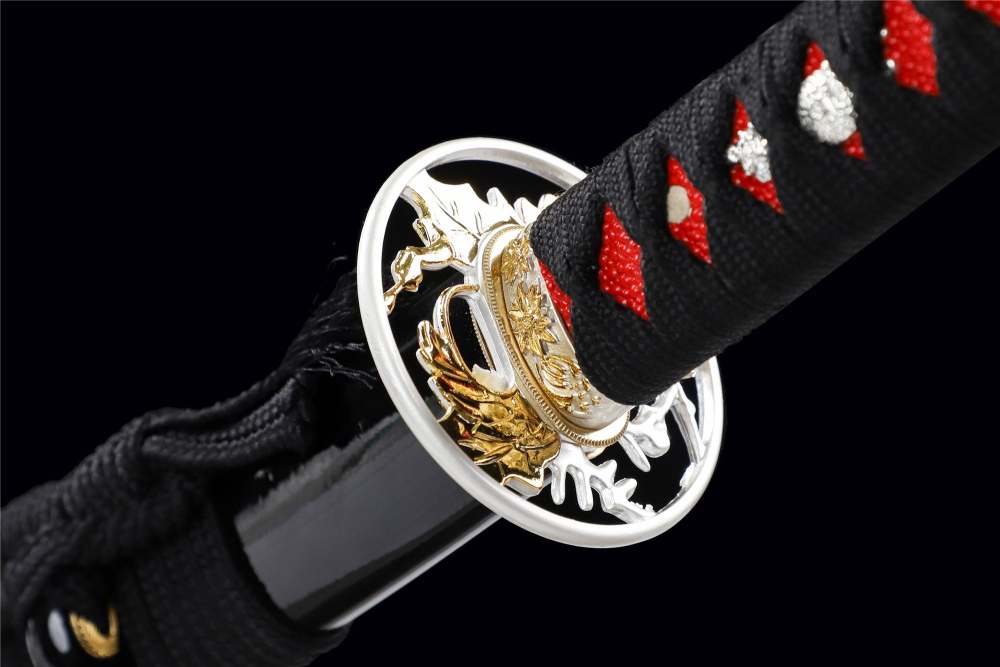 Golden Phoenix Katana,Baked Gold Series,Japanese Samurai Sword,Real Katana,Handmade sword,High performance manganese steel,Longquan sword