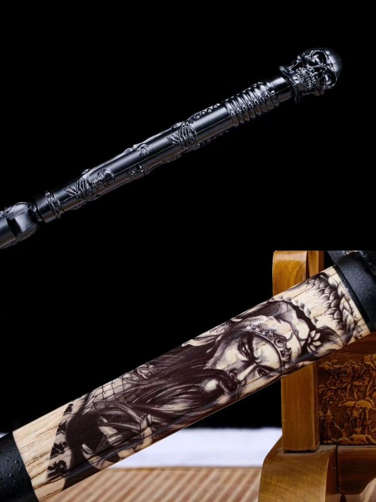 Black skull sword,Handicraft,Military saint Guan Yu,Tang sword,Ghost head knife,High manganese steel,Longquan sword