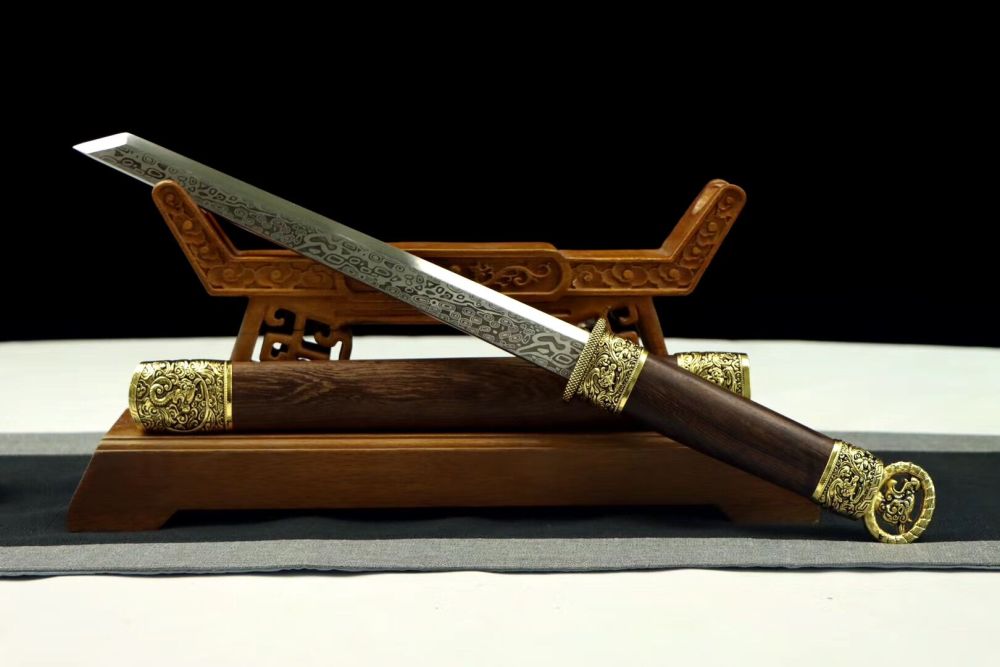 Ring-Beast Tang sword,Short knife,High manganese steel,Rosewood scabbard,Longquan sword