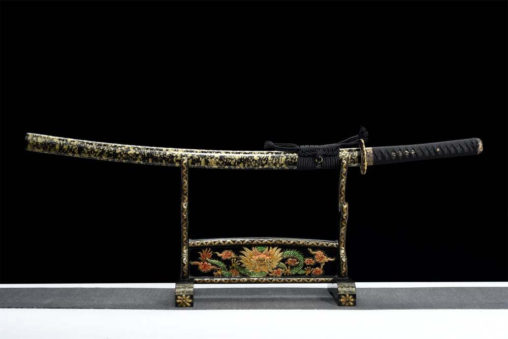 Longxiao Katana,Japanese Samurai Sword,Real Handmade Katana,High Manganese Steel,Gloden Blade