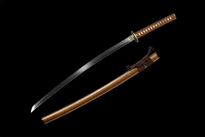 Folding Pattern Steel  Clay Tempered With Hamon Real Yellow Katana Sword Handmade Japanese Samurai Sword Full Tang