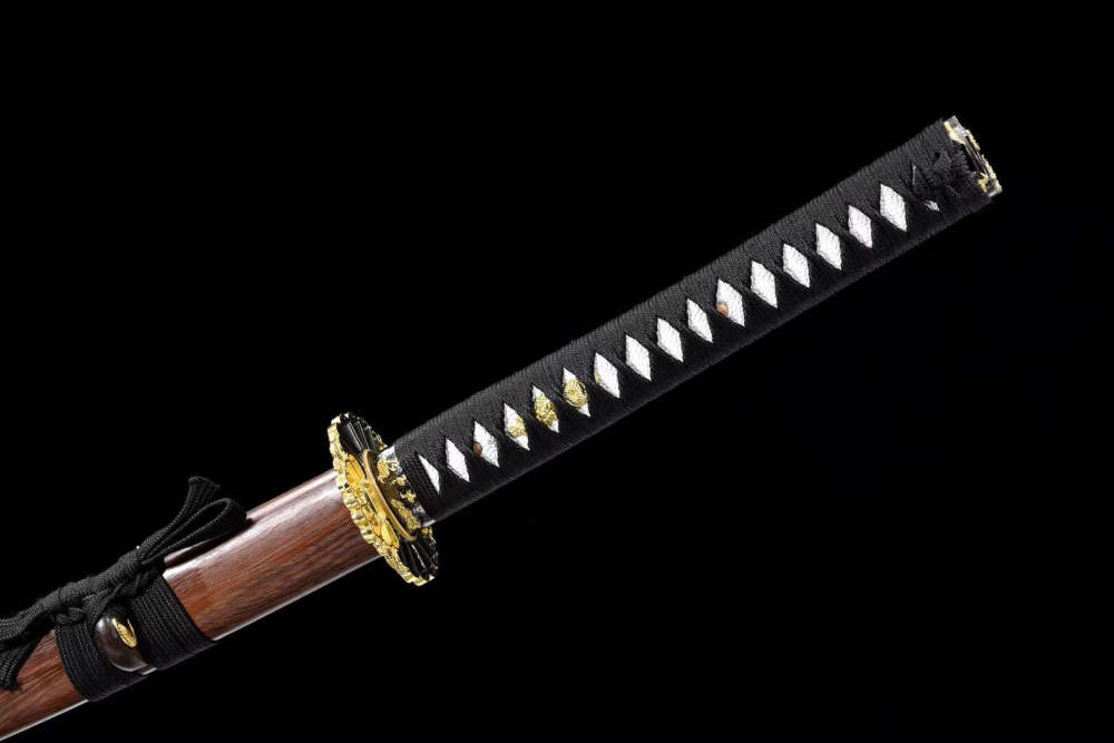 Rosewood samurai sword,Katana,Hundred steelmaking pattern steel,Solid wood scabbard,Longquan sword