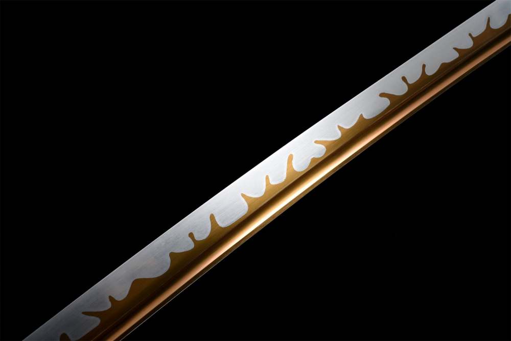 Longxiao Katana,Japanese Samurai Sword,Real Handmade Katana,High Manganese Steel,Gloden Blade