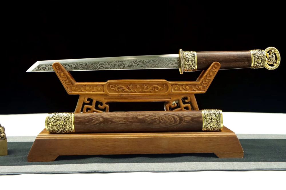 Ring-Beast Tang sword,Short knife,High manganese steel,Rosewood scabbard,Longquan sword
