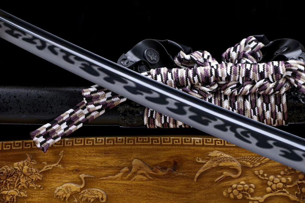 Sumagano samurai sword,Baked black series,Katana,High manganese steel,Longquan sword