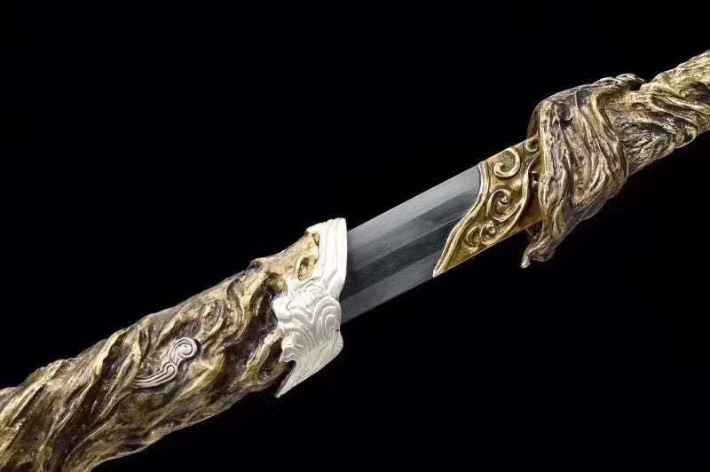 Xuan-Yellow Ancient Sword,Real Sword,Mysterious Yellow Sword,Handmade Chinese Sword,Hundred steelmaking pattern steel,Longquan sword