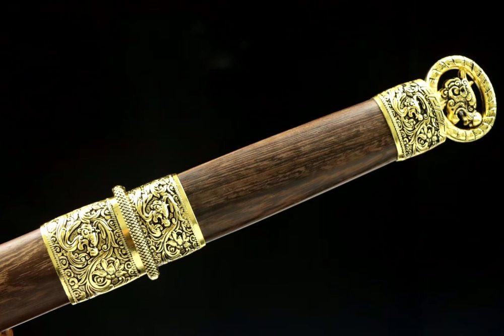 Ring-Beast Tang sword,Short knife,High manganese steel,Rosewood scabbard,Longquan sword