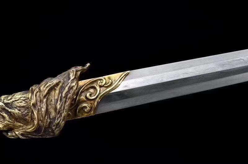 Xuan-Yellow Ancient Sword,Real Sword,Mysterious Yellow Sword,Handmade Chinese Sword,Hundred steelmaking pattern steel,Longquan sword