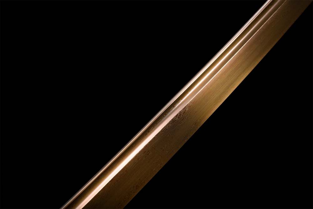 Golden Snake Katana,Japanese Samurai Sword,Real Handmade Katana,Damascus Steel,Roasted Gold Blade