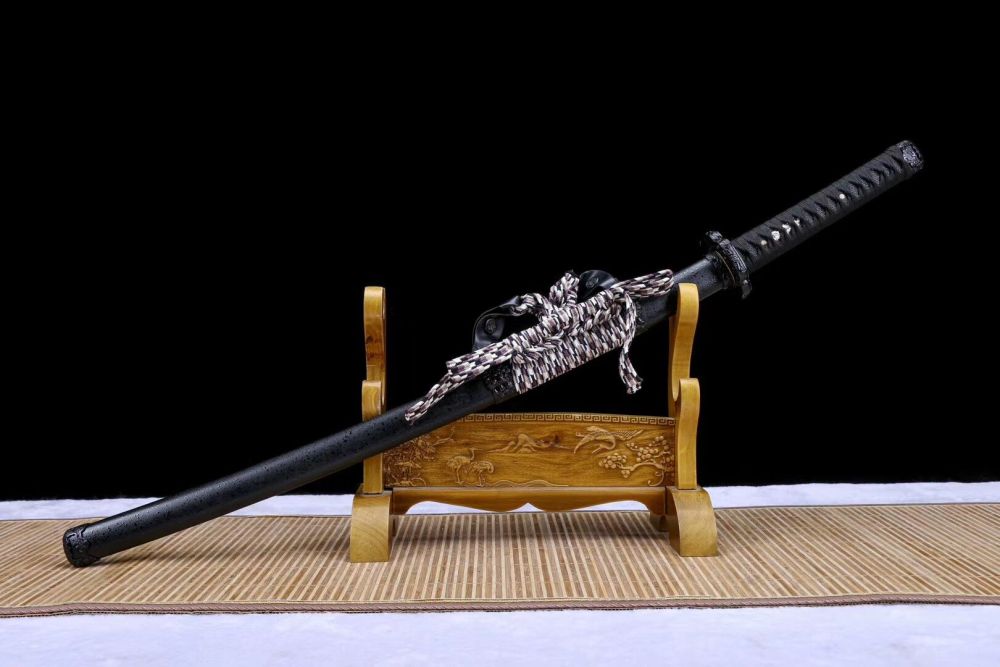 Sumagano samurai sword,Baked black series,Katana,High manganese steel,Longquan sword