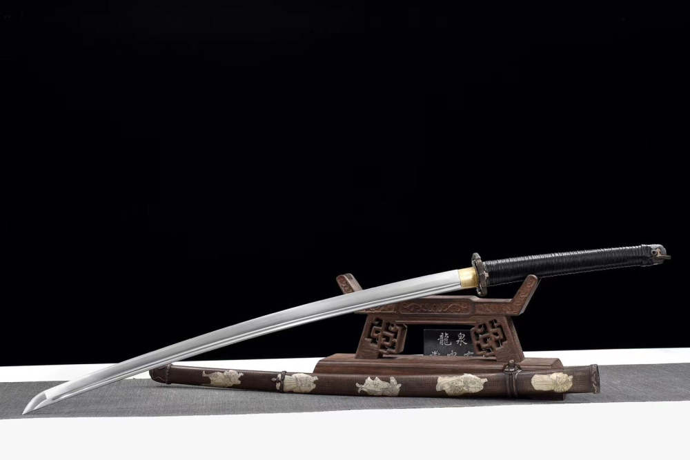 Recher Samurai Sword,Real Tachi,Handmade sword,Hand-carved copper scabbard,High manganese steel,Longquan sword