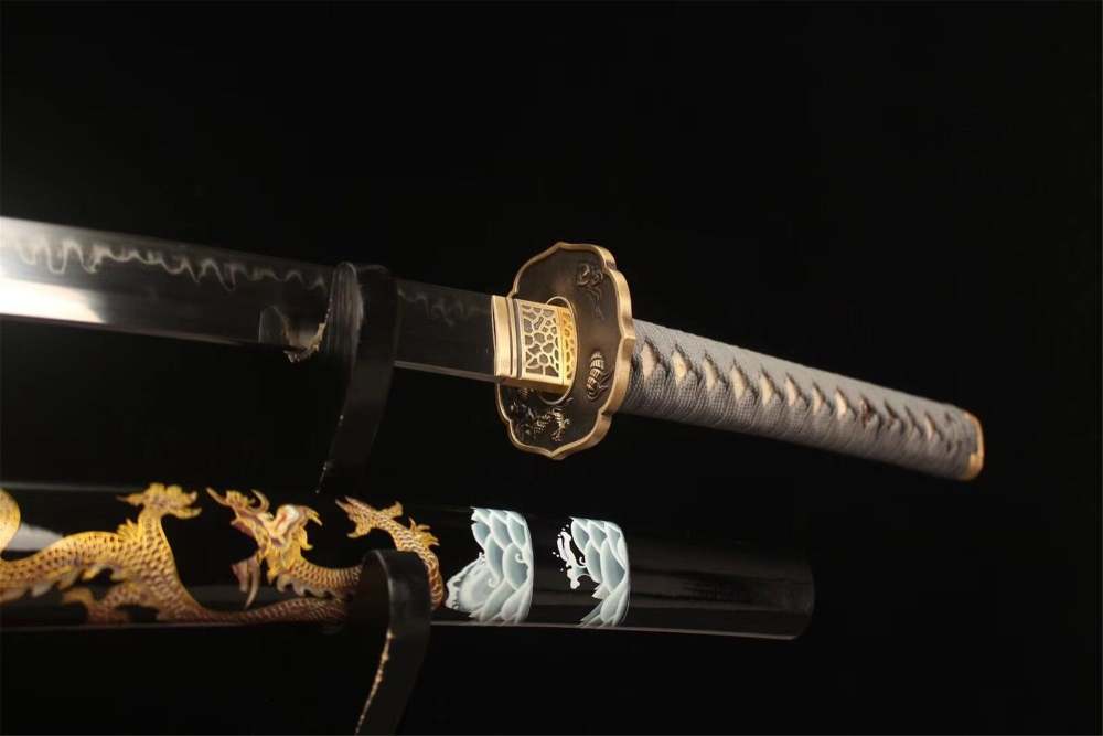T10 Steel,Clay Tempered,Dragon Japanese Katana,Handmade Samurai sword,Real Katana,Full Tang