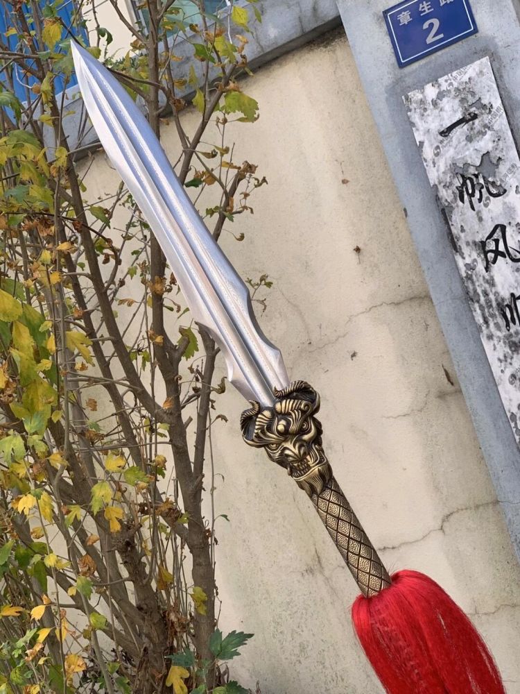 Bull Demon Spear,Handicraft,red-tasselled spear,Lance,Handmade Weapon,Hundred steelmaking pattern steel,Longquan sword