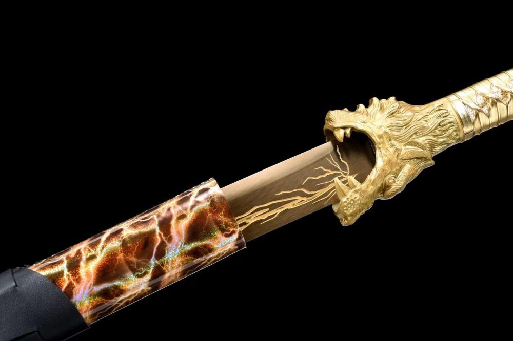 Golden Flame Wolf Sword,Handicrafts,Chinese Saber,Real Sword,Handmade Chinese Sword,High manganese steel,Longquan sword
