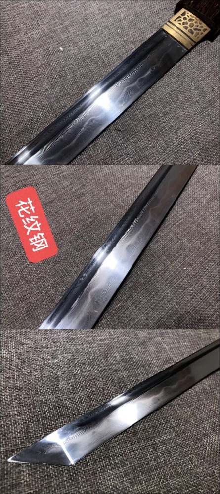 Six-sided stick sword,Tang sword,Pattern steel,Earth burning blade,Wenge scabbard,Longquan sword
