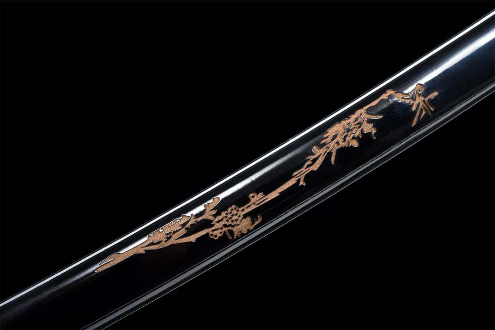 Blackwing Katana,Japanese Samurai Sword,Real Handmade Katana,1095 Steel,Clay tempered,Black blade