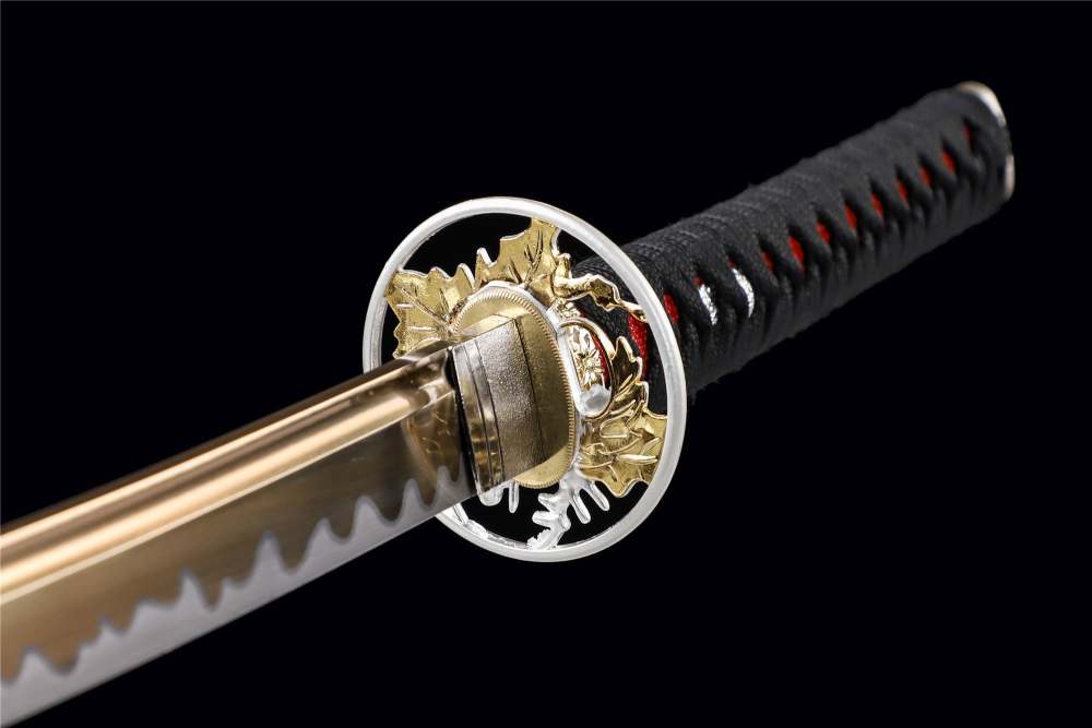 Golden Phoenix Katana,Baked Gold Series,Japanese Samurai Sword,Real Katana,Handmade sword,High performance manganese steel,Longquan sword