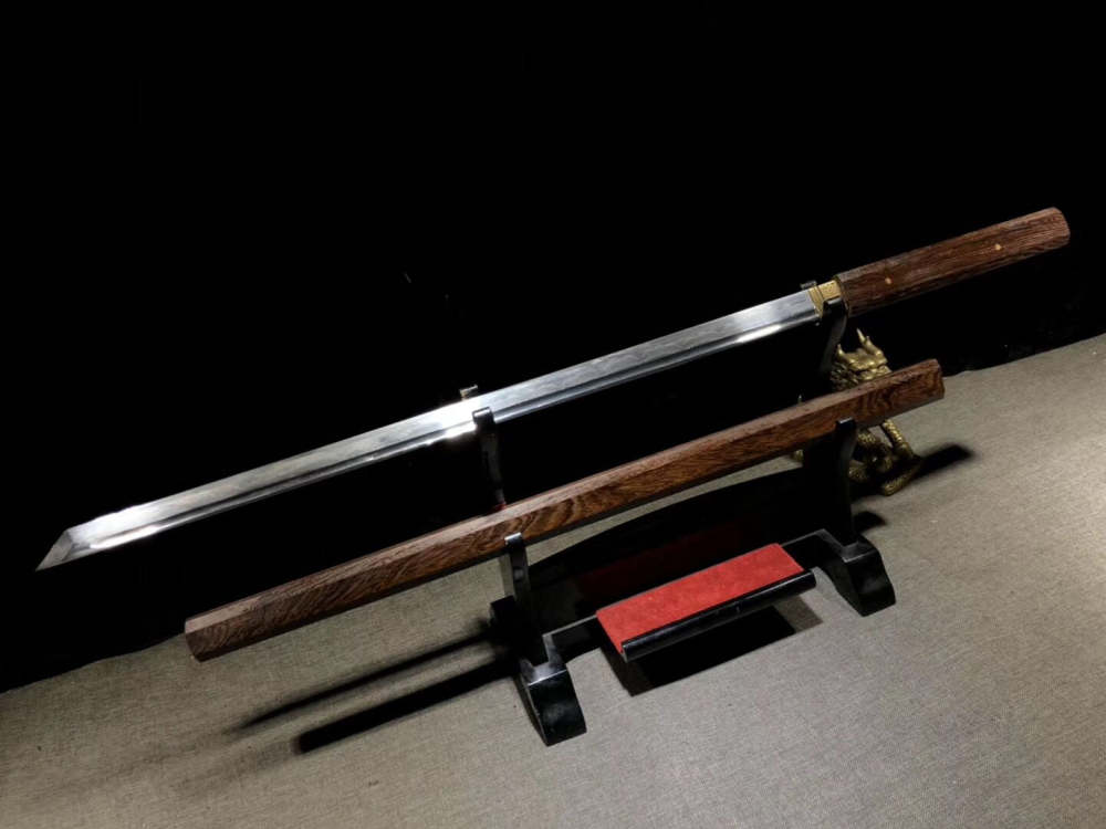 Six-sided stick sword,Tang sword,Pattern steel,Earth burning blade,Wenge scabbard,Longquan sword