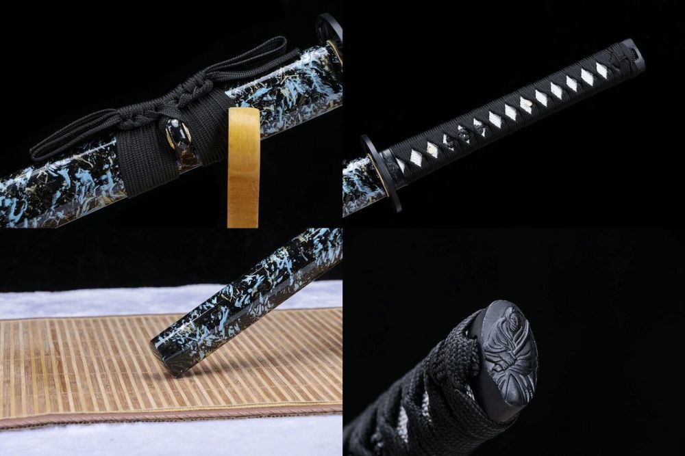 Star Ninjato,Flame Starry Sky,Japanese Samurai Sword,Real Ninjato,Handmade sword,High performance manganese steel,Longquan sword